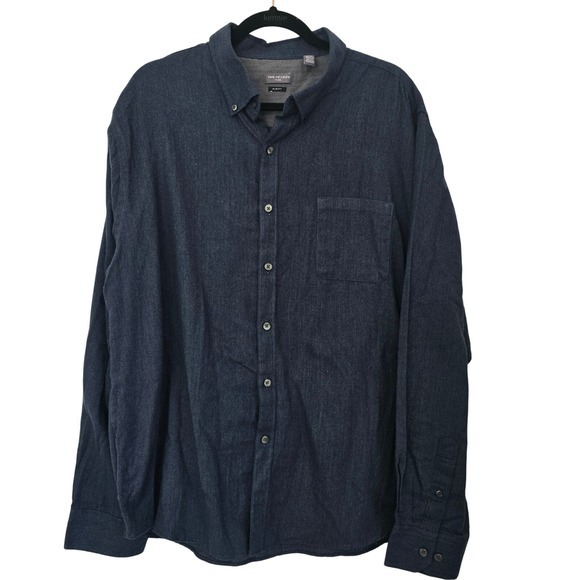 Van Heusen Other - 😀 Van Heusen‎ Flex XXL Slim Fit Blue Herringbone Button Down Shirt